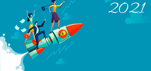 2 homens e 1 uma mulher em cima de um foguete rumo 2021